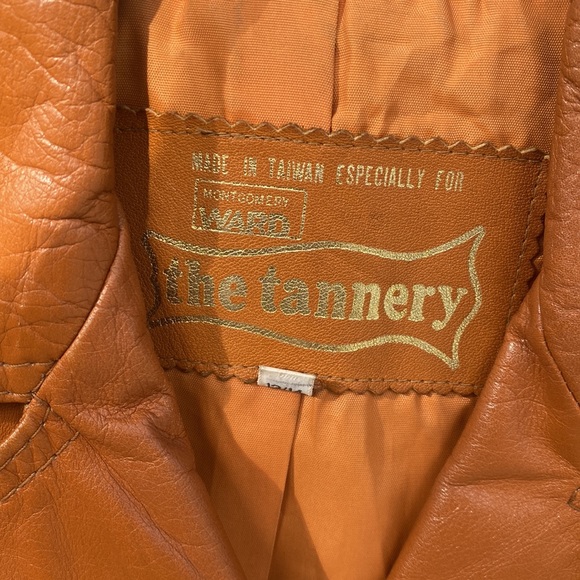 Vintage The Tannery Tan Leather Double Breasted Jacket - Picture 4 of 6